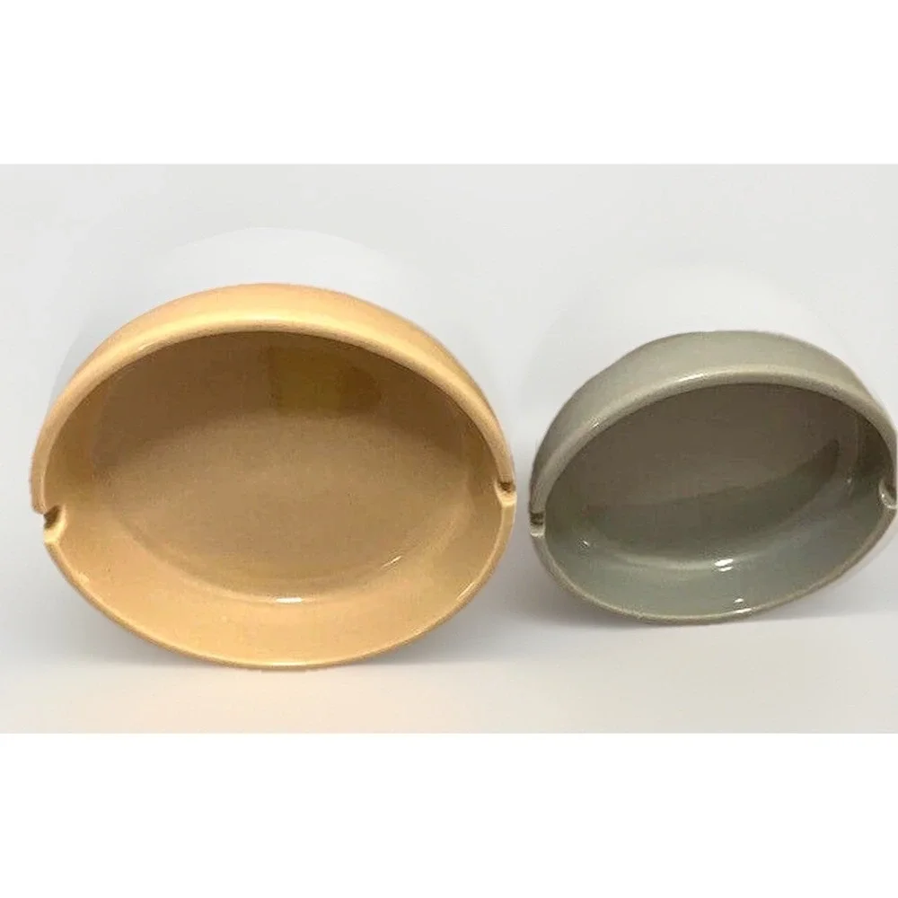VTG Ceramic Catchall Ashtray MCM Minimalist Boho 2PC Retro Table Decor Staging